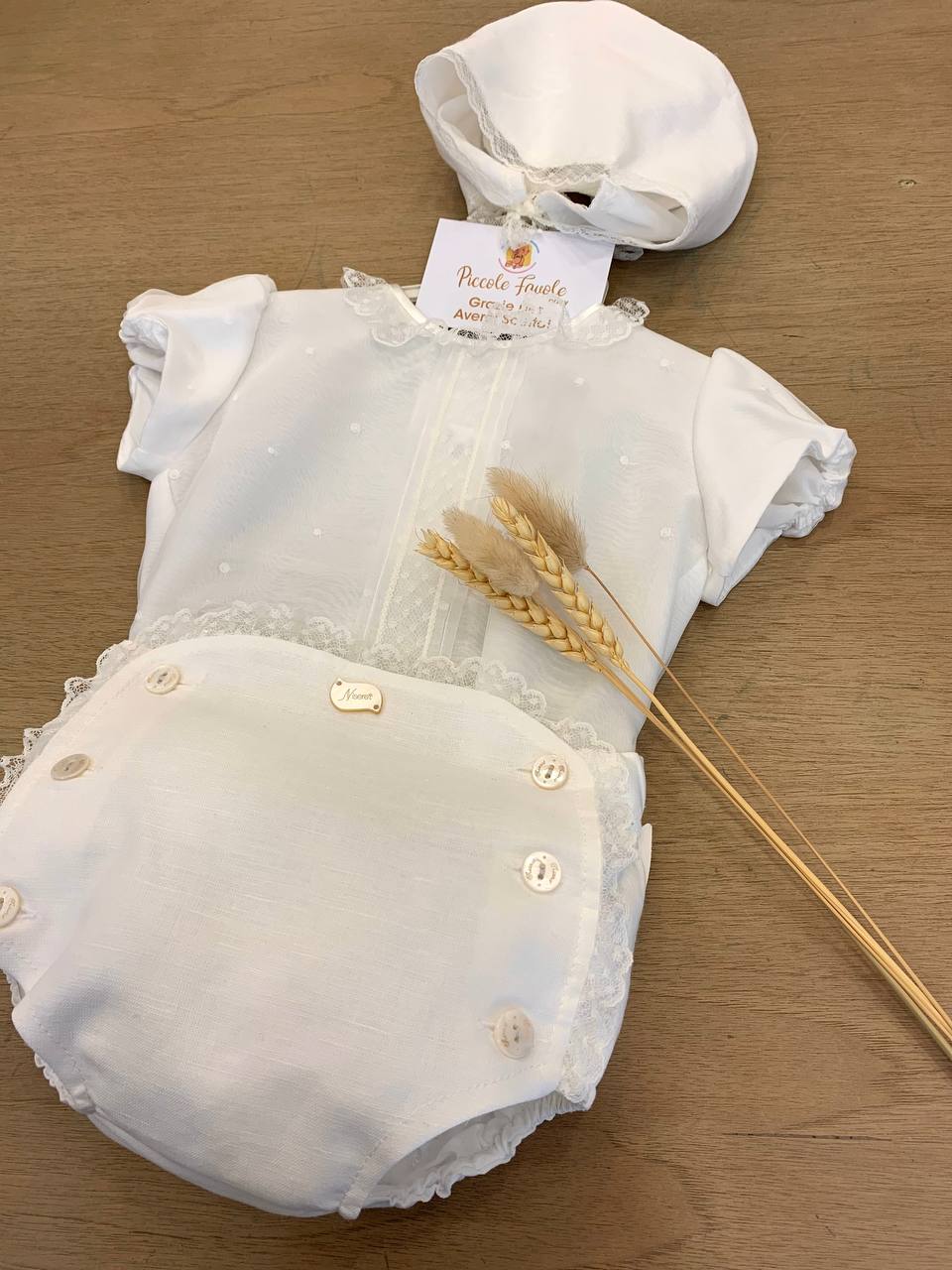 ABITO BATTESIMALE CON CUFFEITTA BIANCO NISERET