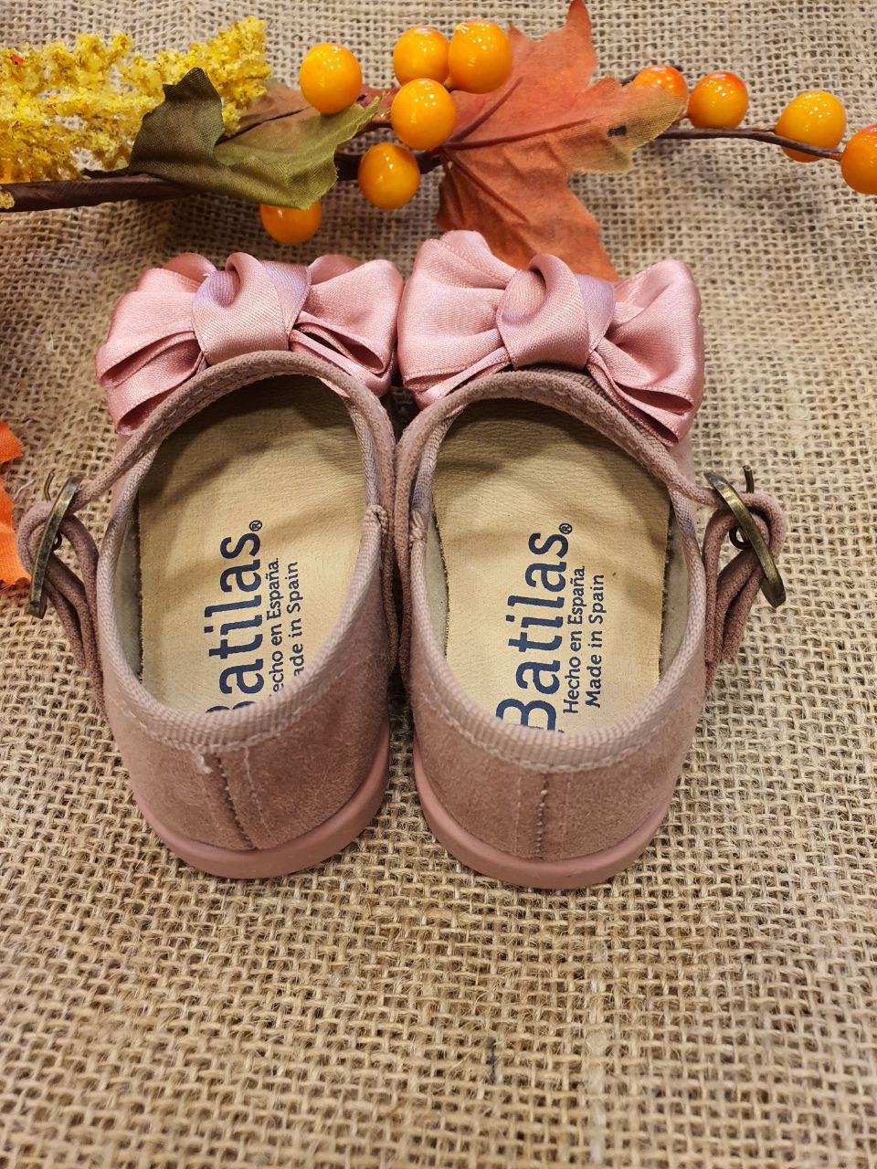 BAMBOLINA IN VELLUTO CON FIOCCO ROSA BATILAS