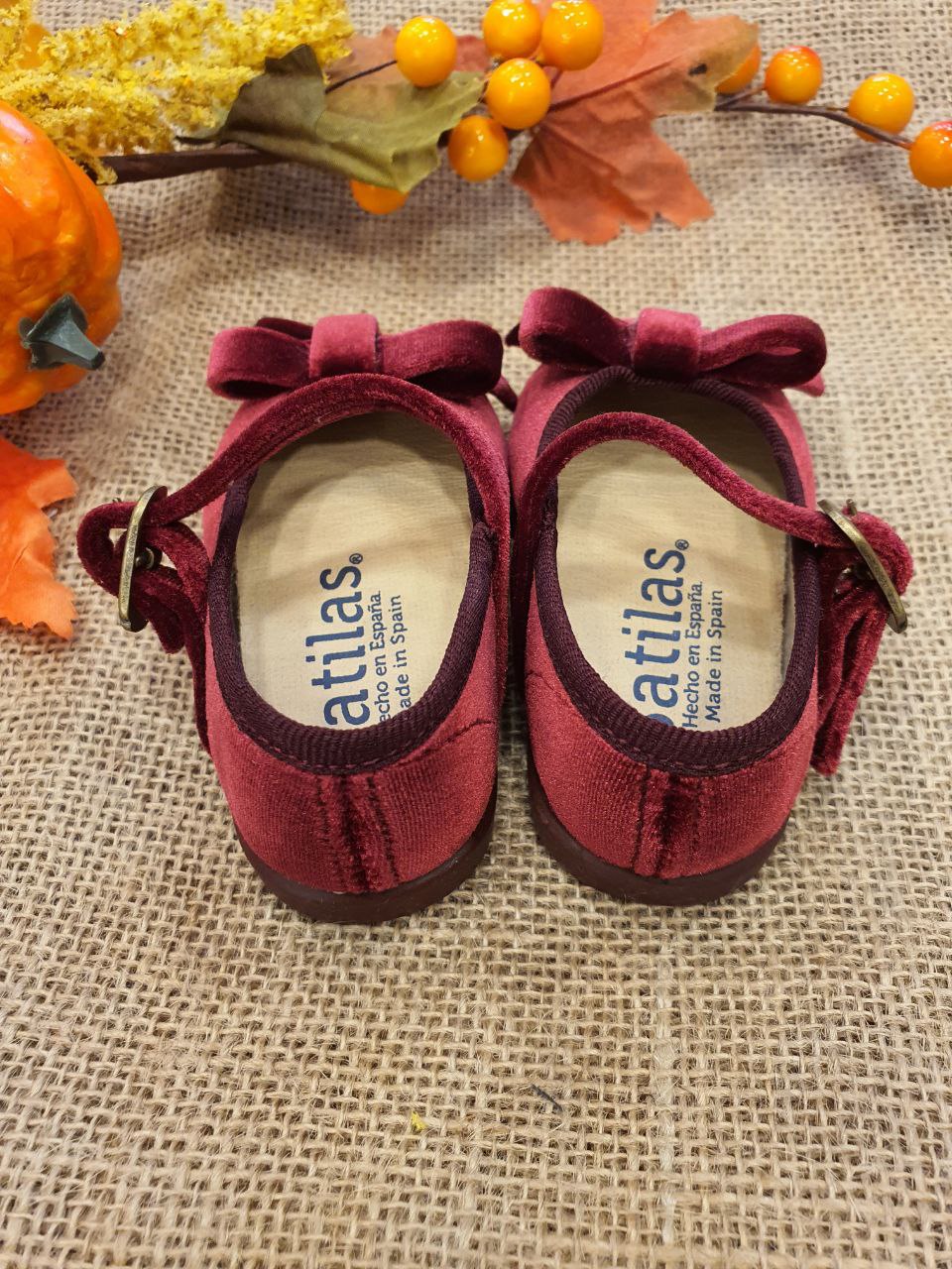 BAMBOLINA IN VELLUTO CON FIOCCO BORDEAUX BATILAS