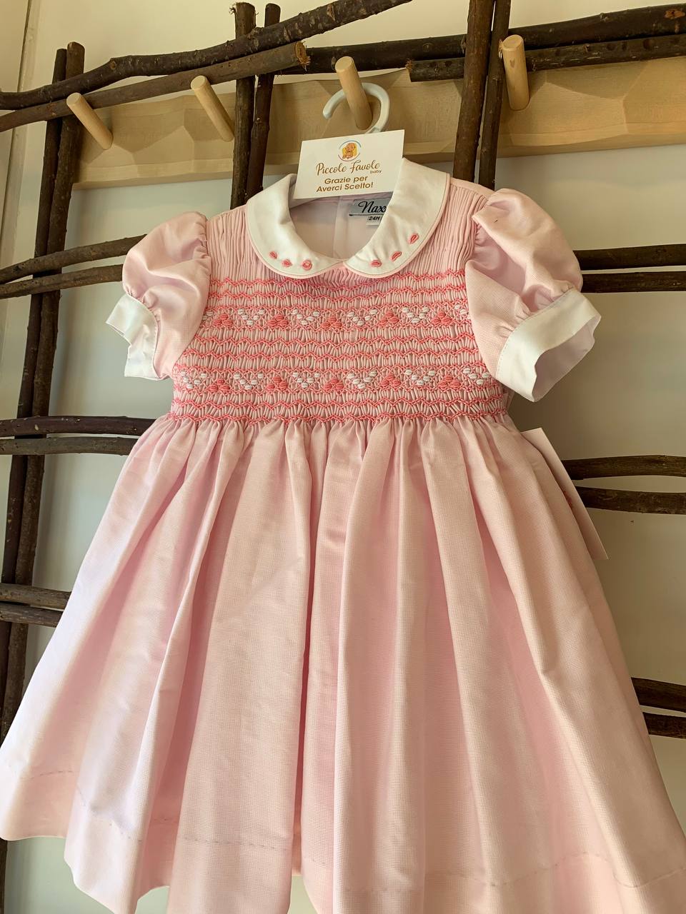VESTITO PUNTO SMOCK ROSA NAXOS