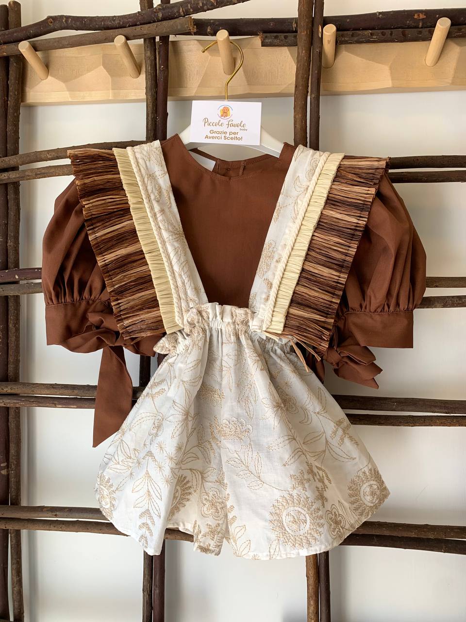SALOPETTE ECRU CON BRATELLE IN PAGLIA COCO ET MAMA