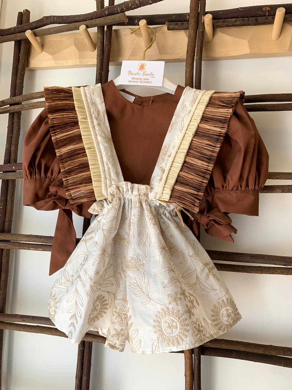 SALOPETTE ECRU CON BRATELLE IN PAGLIA COCO ET MAMA