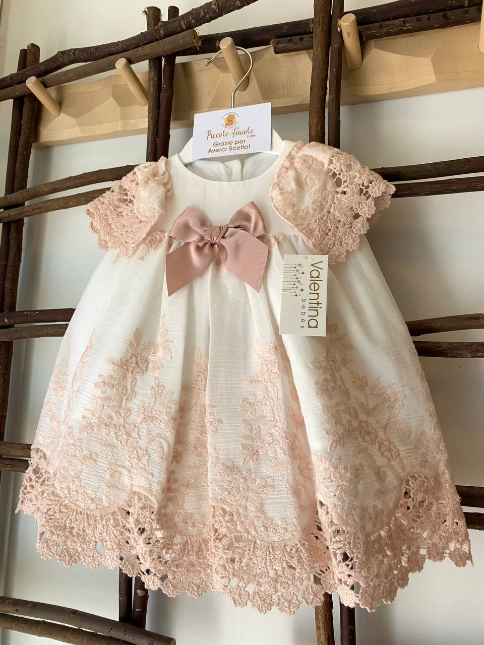 VESTITINO IN PIZZO ROSA VALENTINA BEBES