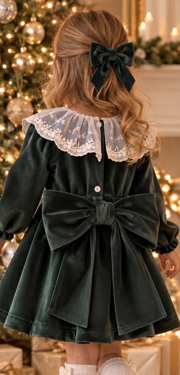 Abito Petit Noël VERDE IN VELLUTO FOFETTES