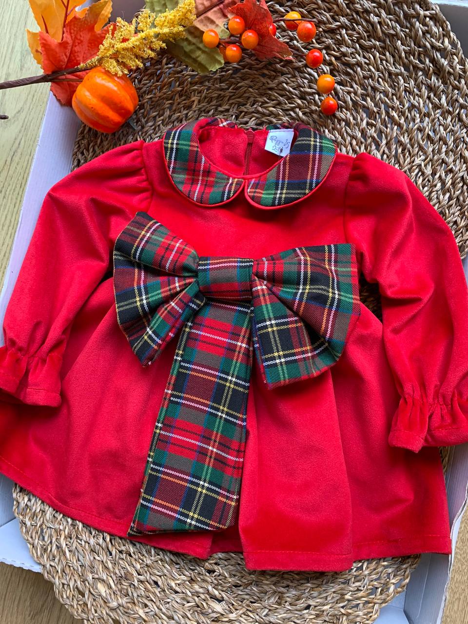 Vestito FIOCCO TARTAN ROSSO