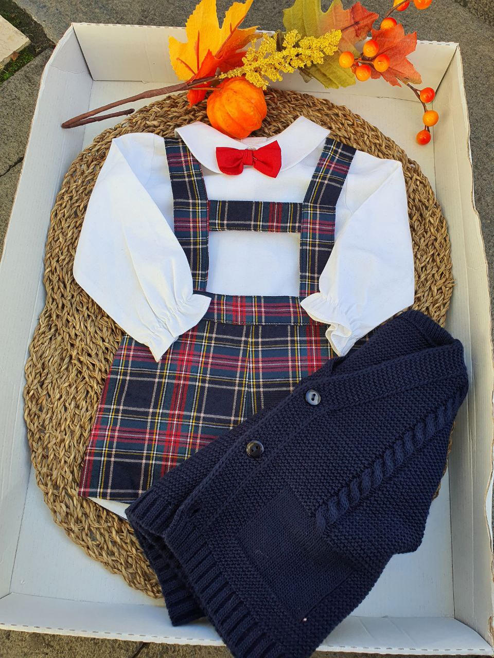 Salopette TARTAN CON CARDIGAN SARDON