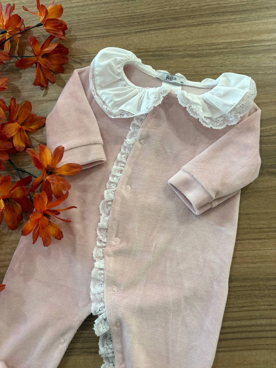 Tutina ROSA IN CINIGLIA CON PIZZO