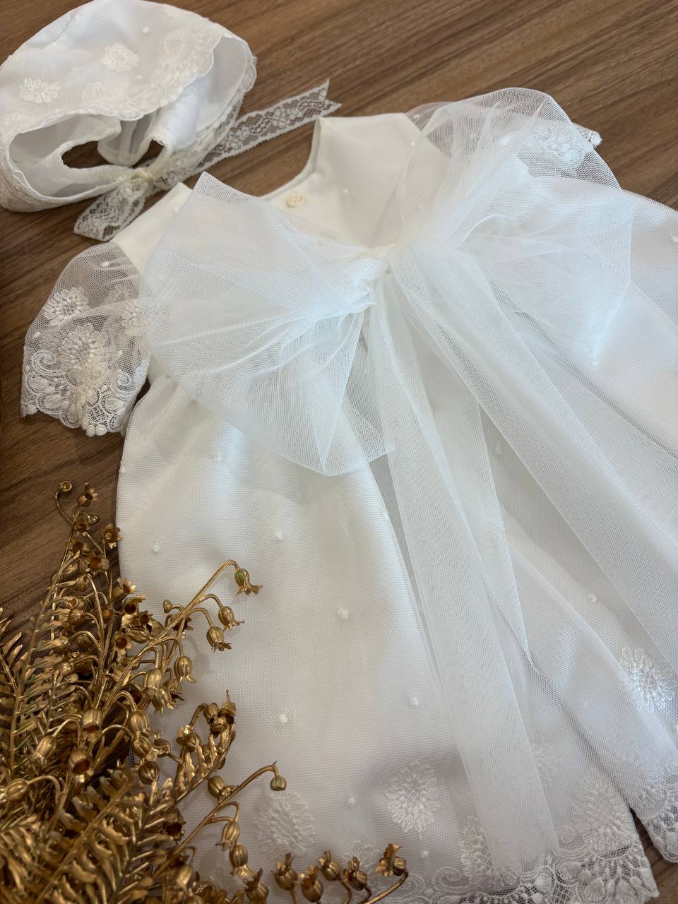 Abito Battesimale bianco RICAMI FIORI NISERET