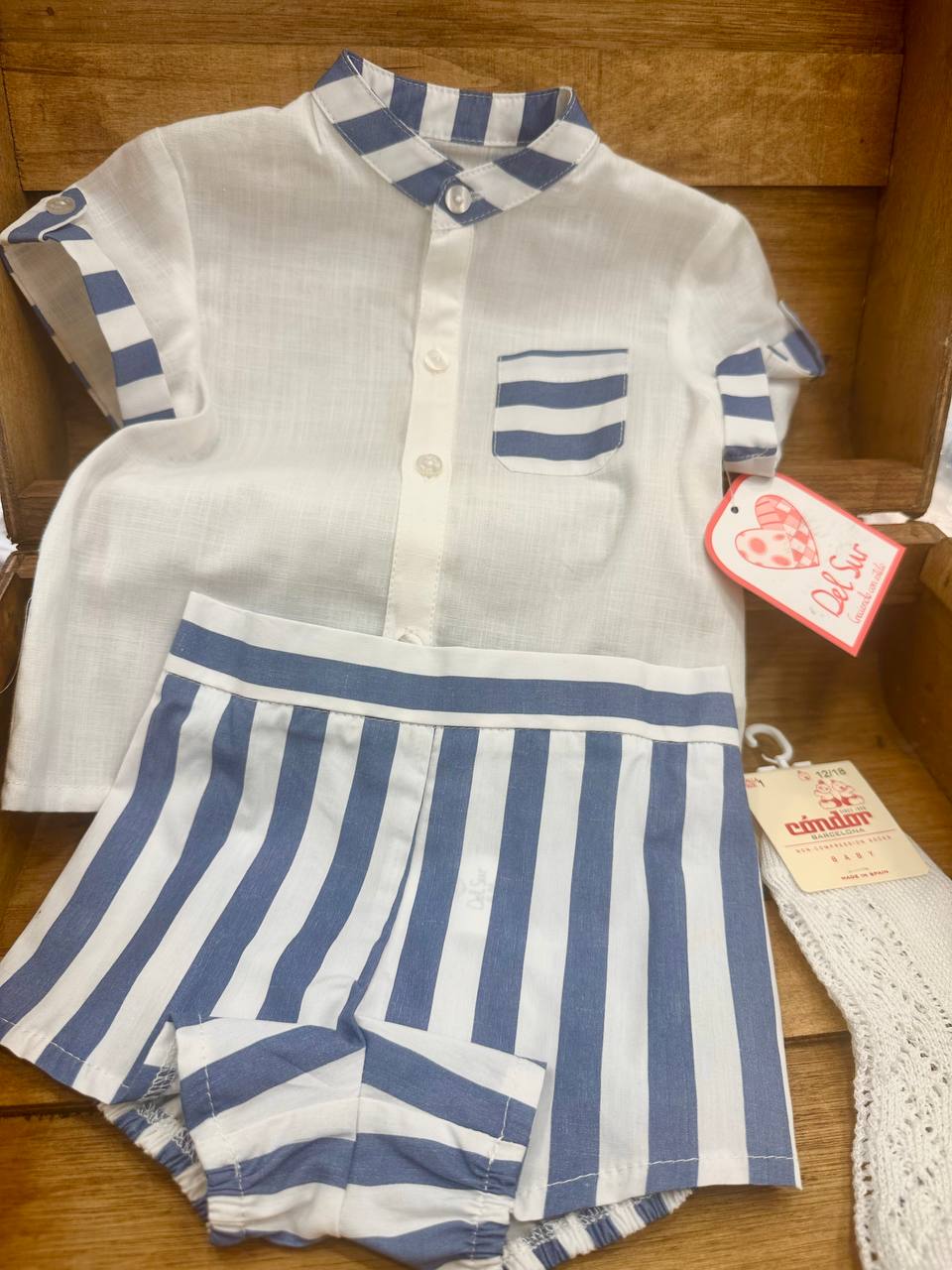 COMPLETO CAMICIA E SHORTS A RIGHE NAUTICO DEL SUR