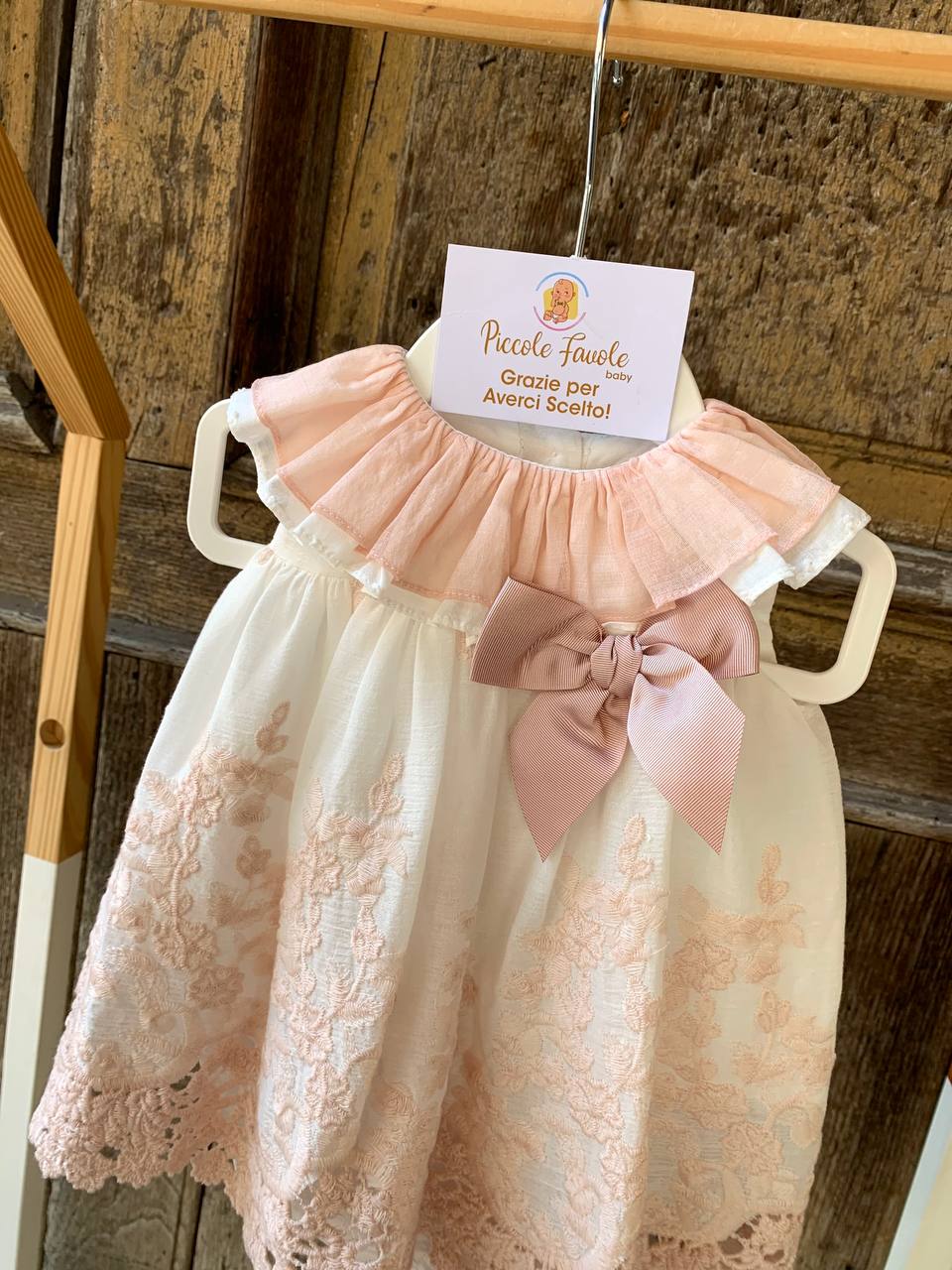 Abito Pizzo San Gallo Rosa Valentina bebès