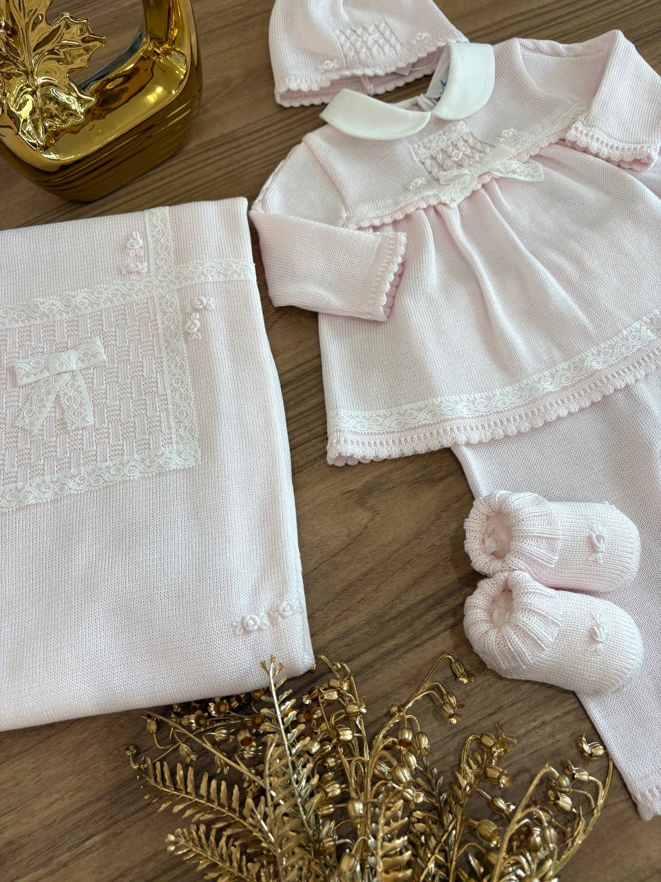 Coordinato nascita IN FILO ROSA CHIARO AURORA