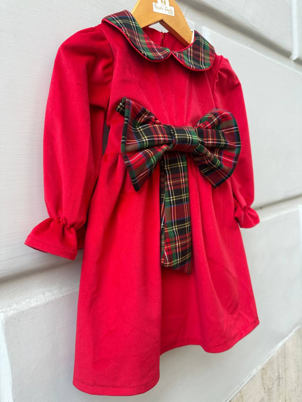 ABITO ROSSO CON FIOCCO TARTAN PAPPA& LATTE