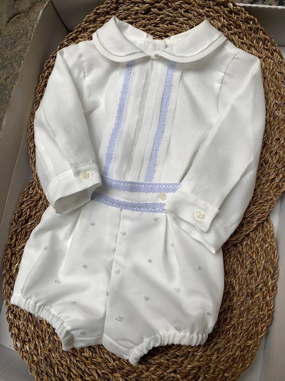 Abito Battesimale BIANCO E AZZURRO CHARO