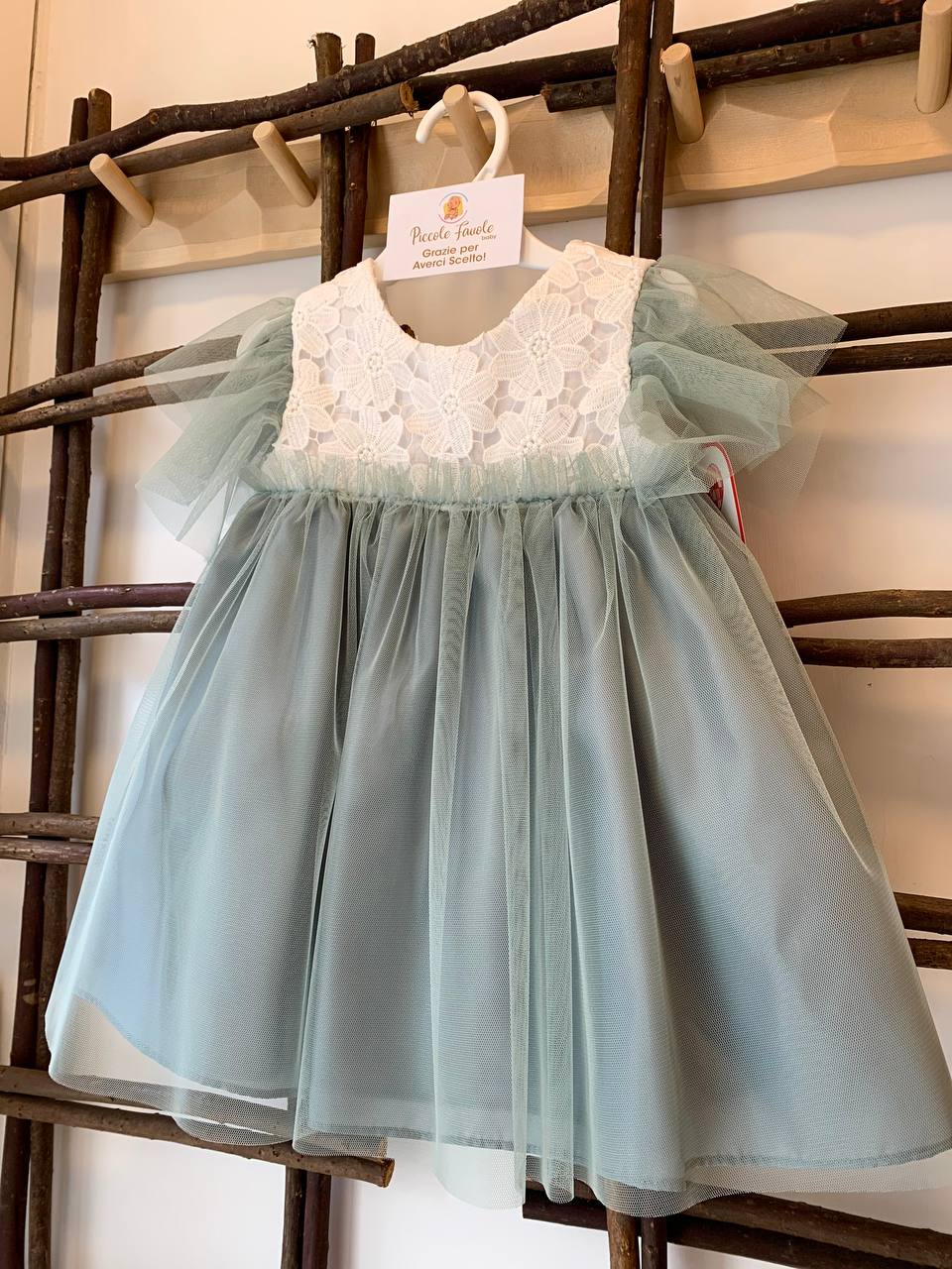 VESTITO VERDE CON FIORI RICAMATI DEL SUR