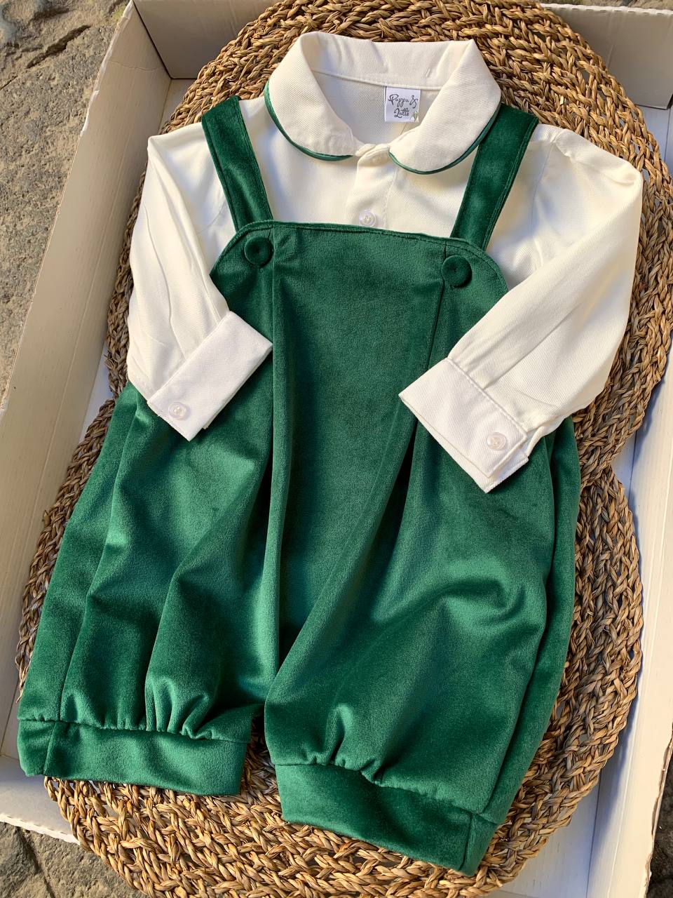 Salopette E CAMICIA VERDE PAPPA E LATTE