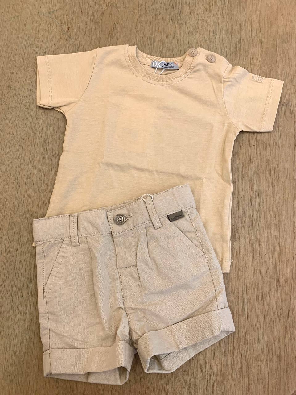 Completo t-shirt e shorts Beige