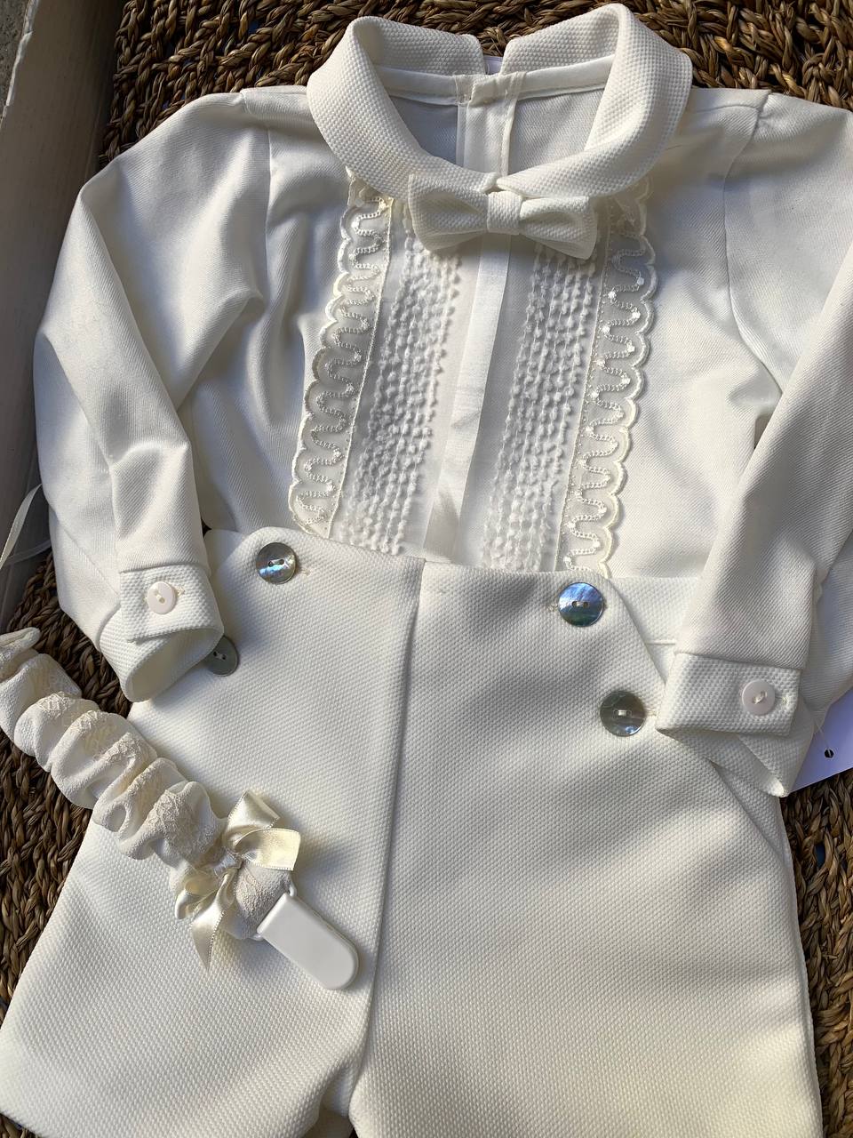 Abito Battesimale BIANCO RICAMO PON PON