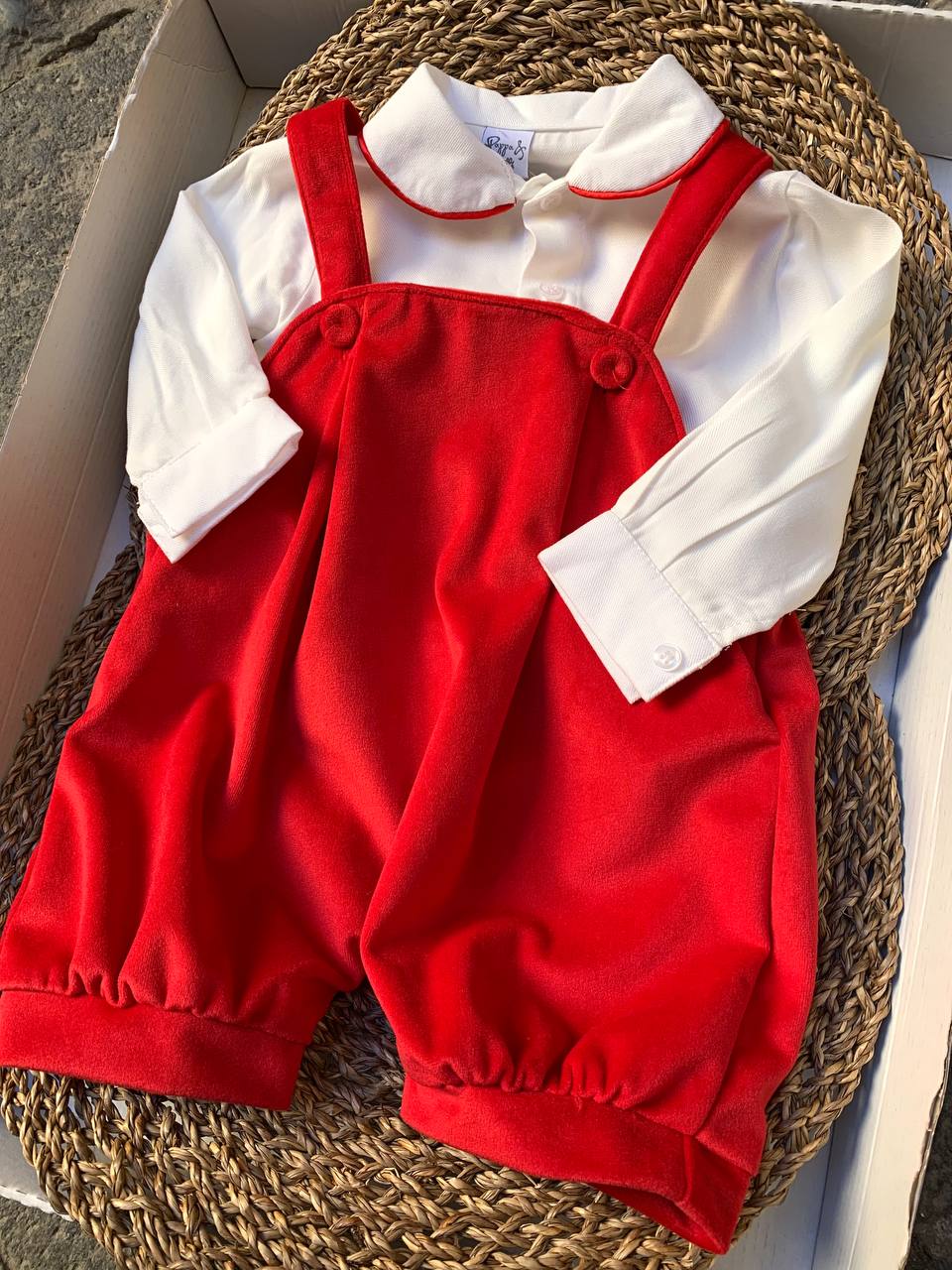 SALOPETTE E CAMICIA ROSSO PAPPA E LATTE