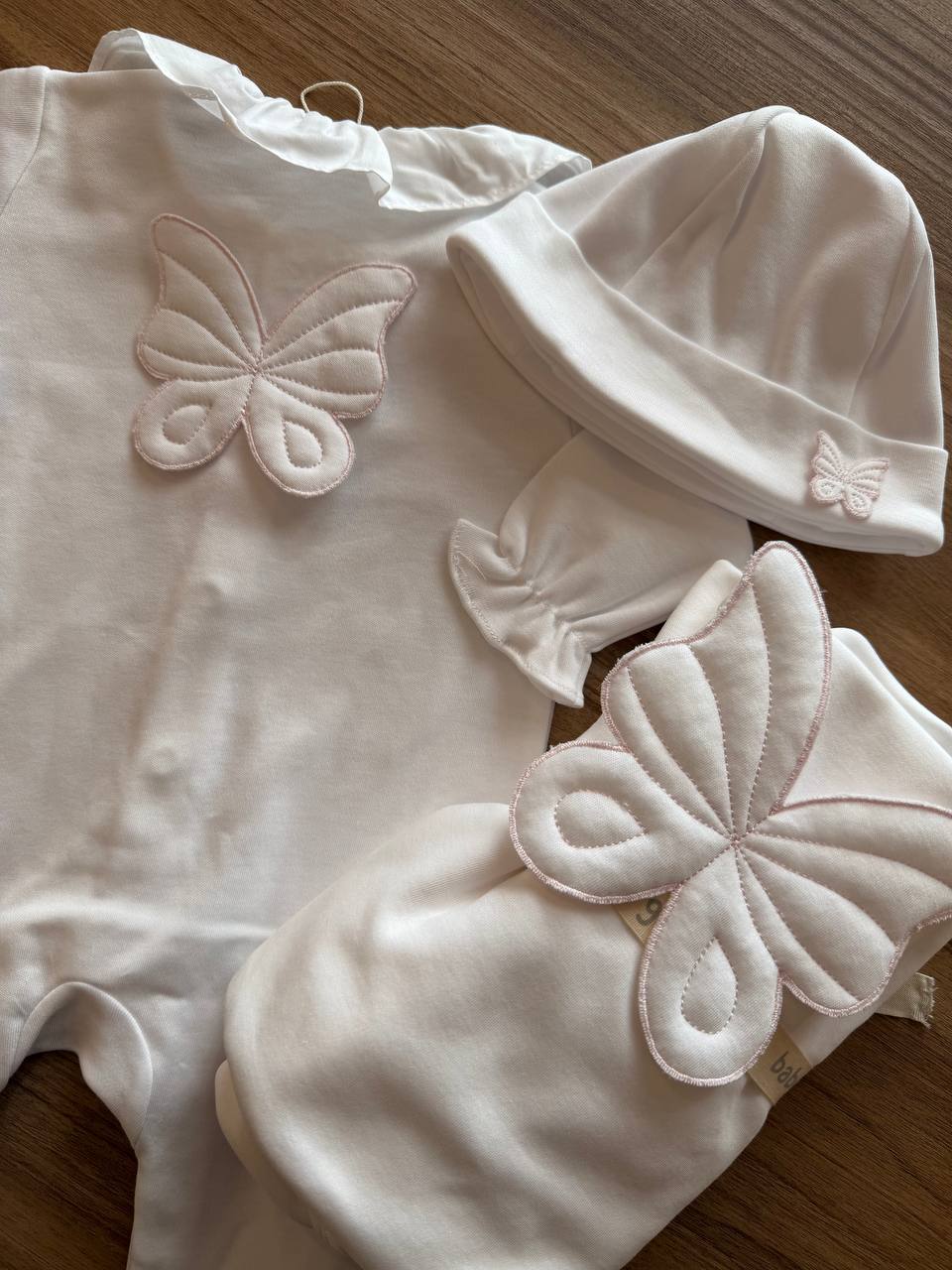 Coordinato BUTTERFLY BIANCO E ROSA BABY GI