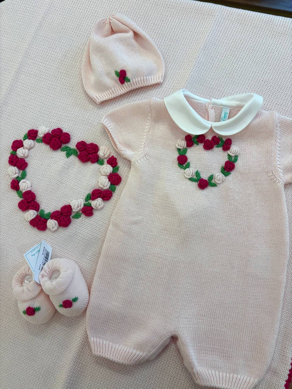 COORDINATO NASCITA CUORE DI ROSE ROSA BEBÉ DI ALMY