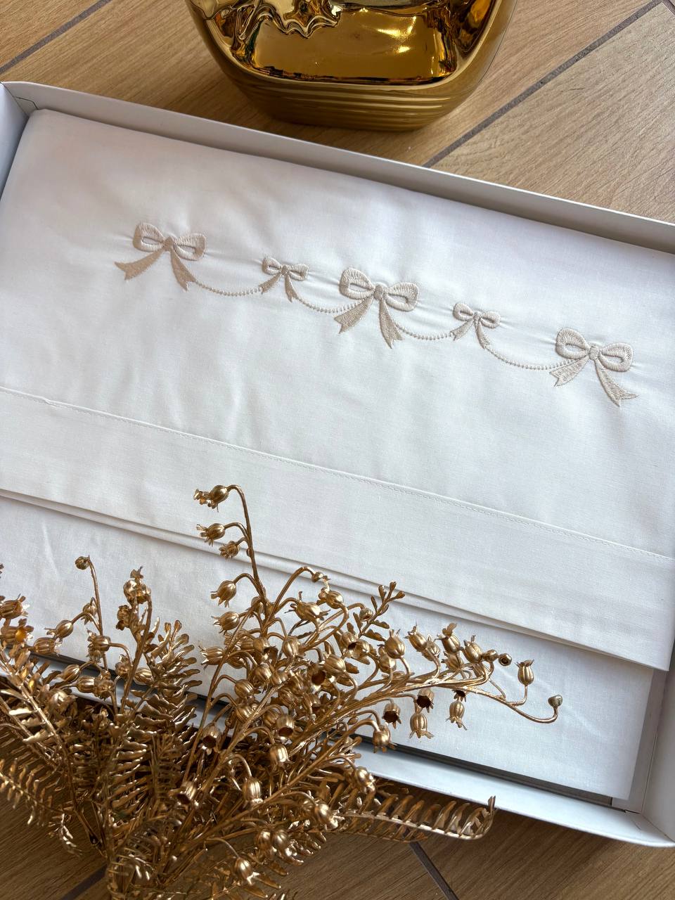 Kit Lenzuola carrozzina PANNA CON FIOCCHI BEIGE PAPPA&LATTE