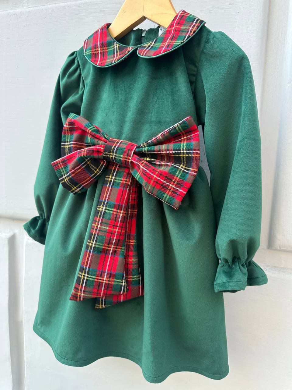 ABITO VERDE CON FIOCCO TARTAN PAPPA&LATTE