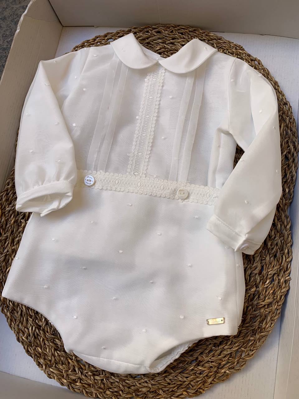 Abito Battesimale Bianco pois