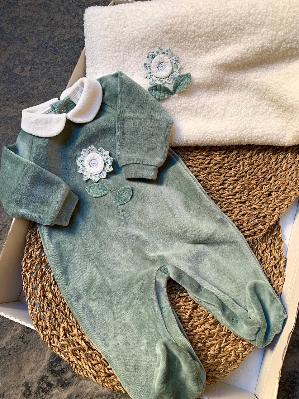 Coordinato nascita VERDE Fiore LALALÙ