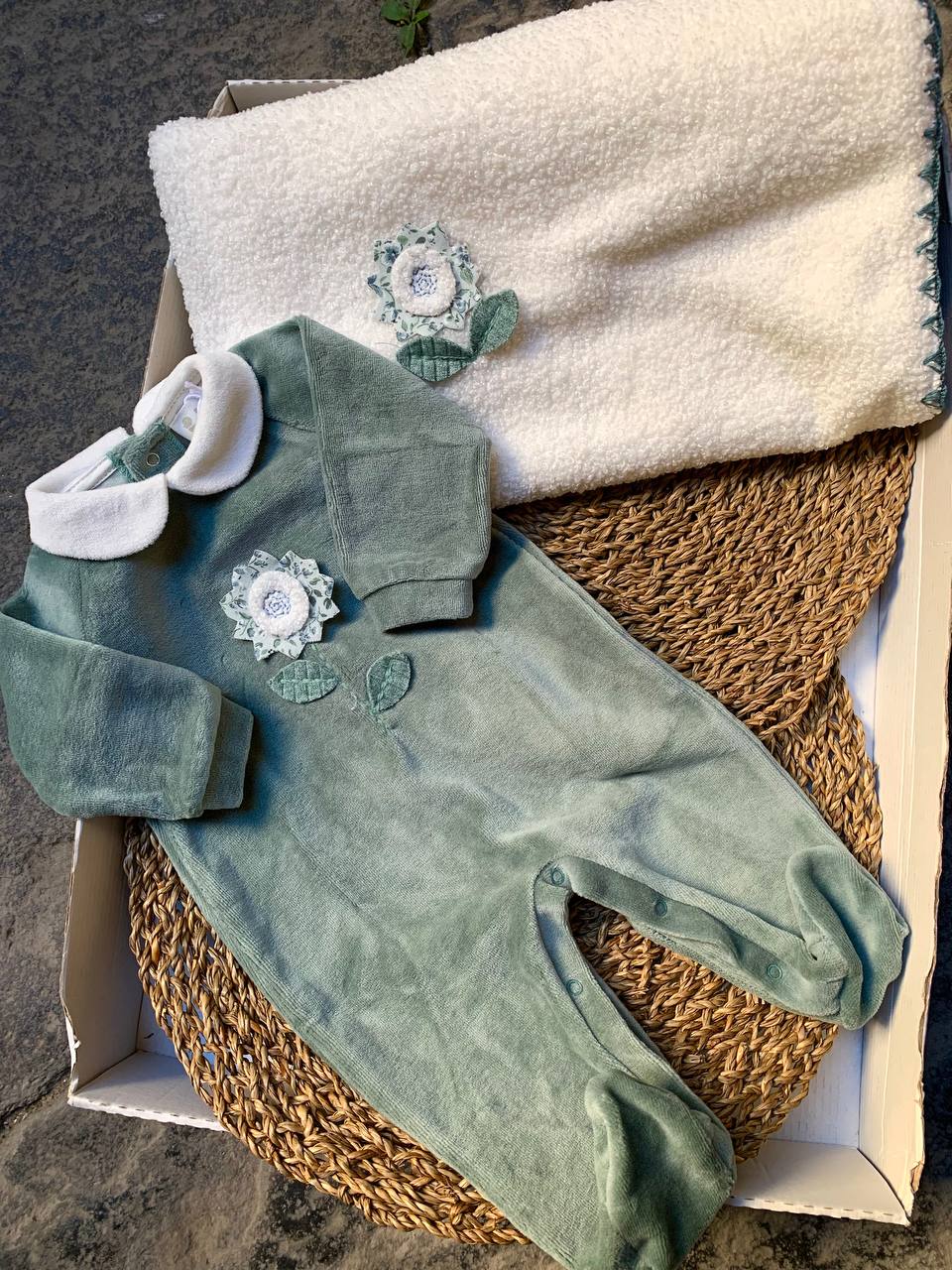 Coordinato nascita VERDE Fiore LALALÙ