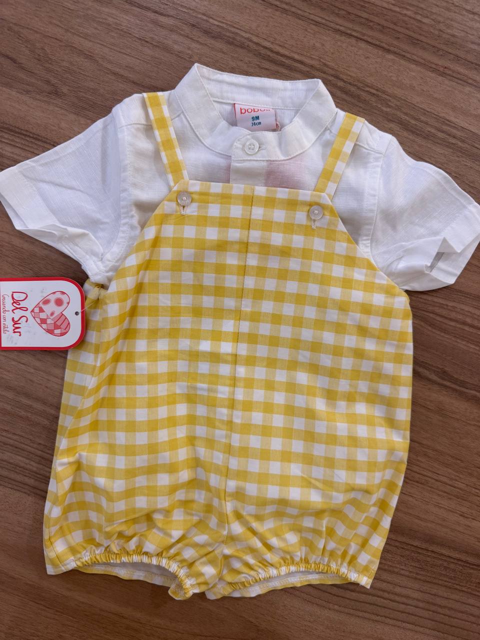 SALOPETTE CON CAMICIA QUADRETTI GIALLO DEL SUR