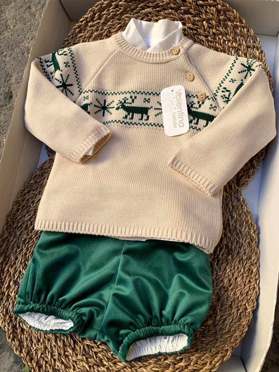 Completo VERDE E BEIGE RENNE VALENTINA BEBÈS