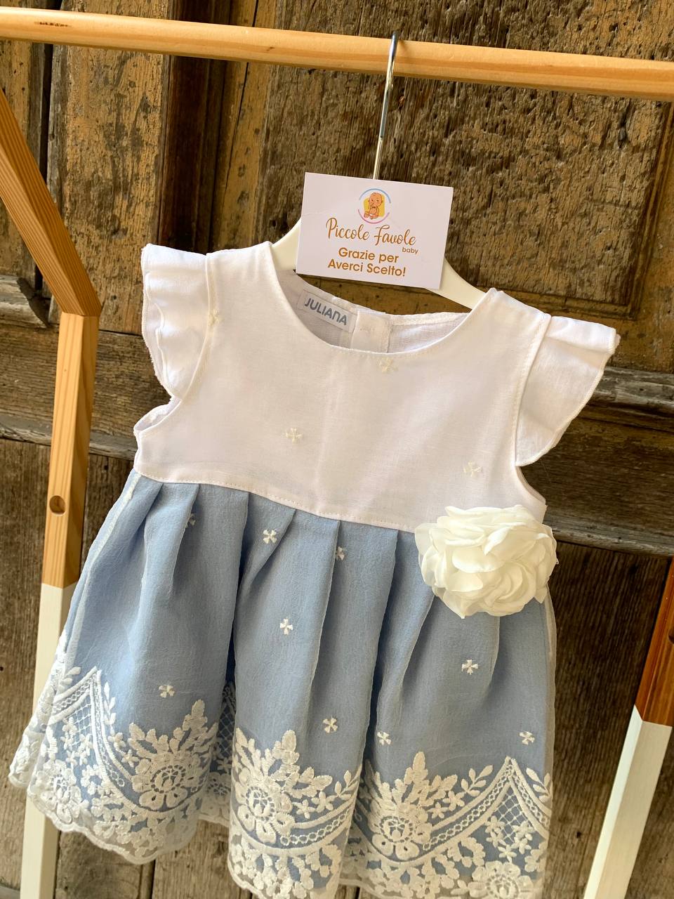 Abito Pizzo San Gallo Celeste Juliana