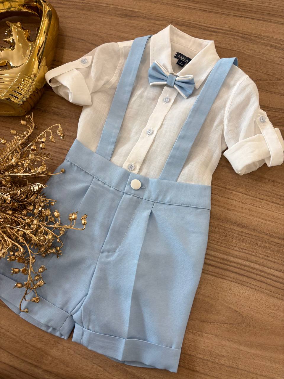 Completo ELEGANTE CON GILET BIANCO& AZZURRO BABY A.