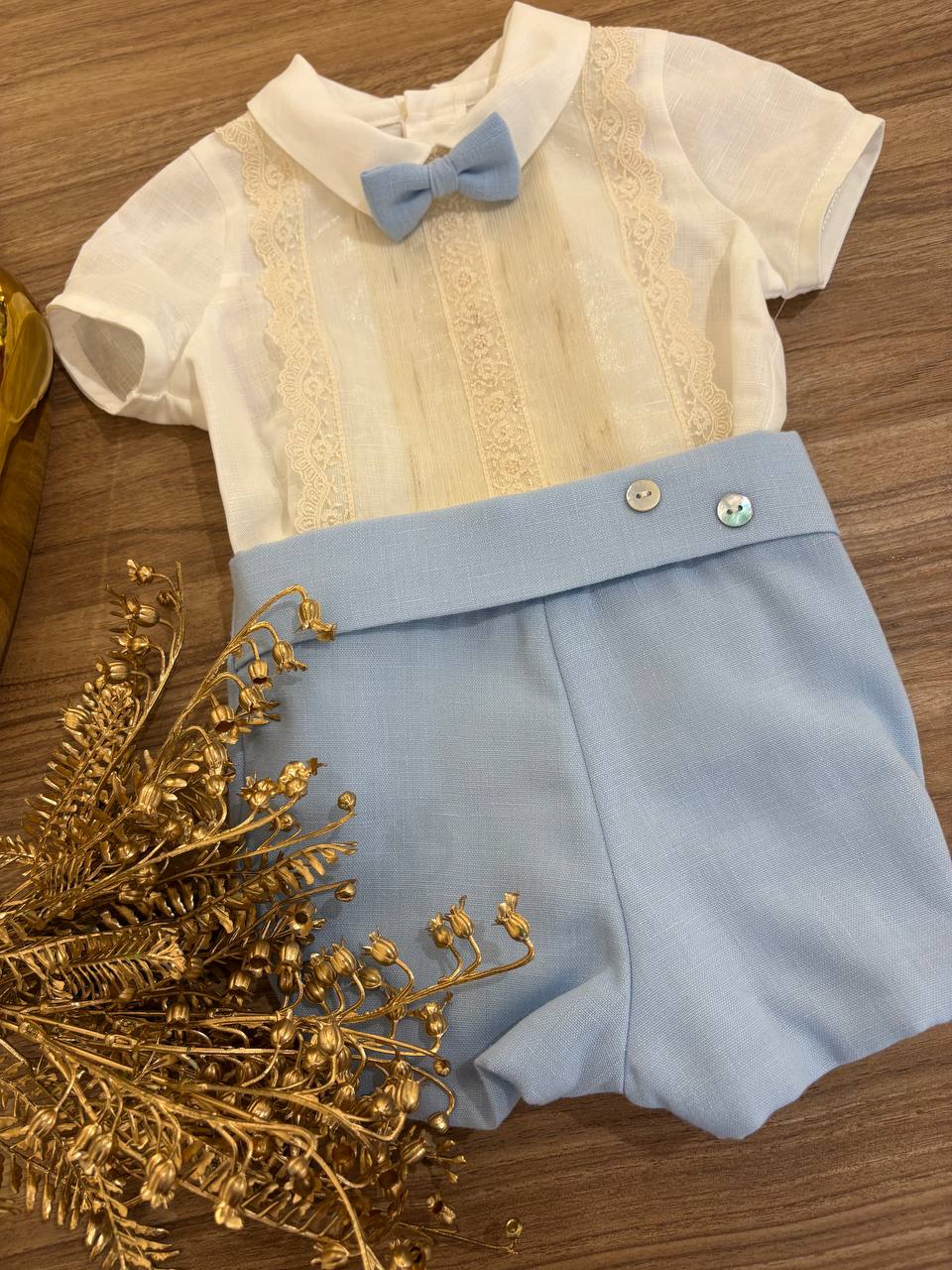 Abito Battesimale CELESTE PONTO POR PONTO