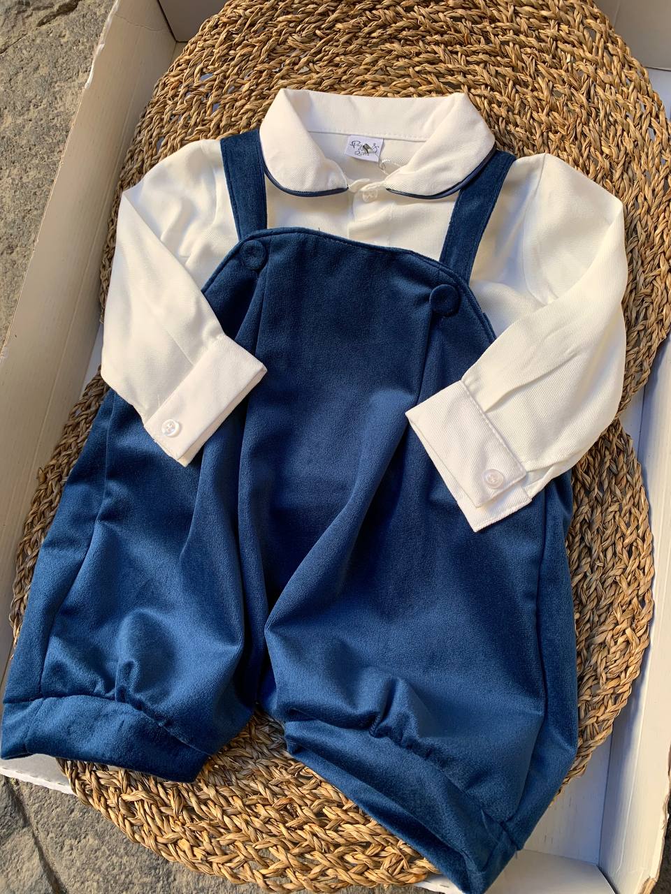 SALOPETTE E CAMICIA BLU PAPPA E LATTE