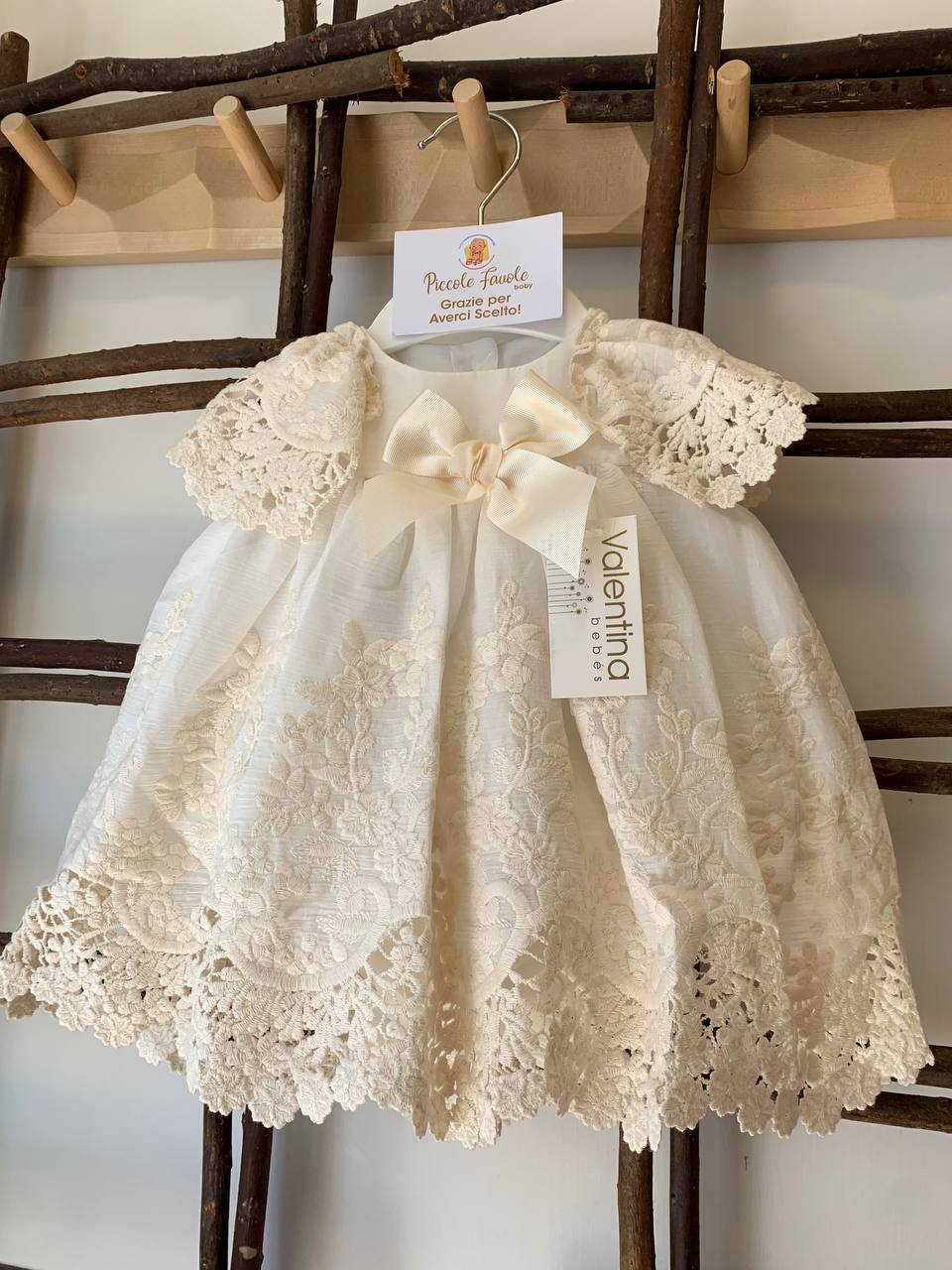 VESTITINO IN PIZZO PANNA VALENTINA BEBES