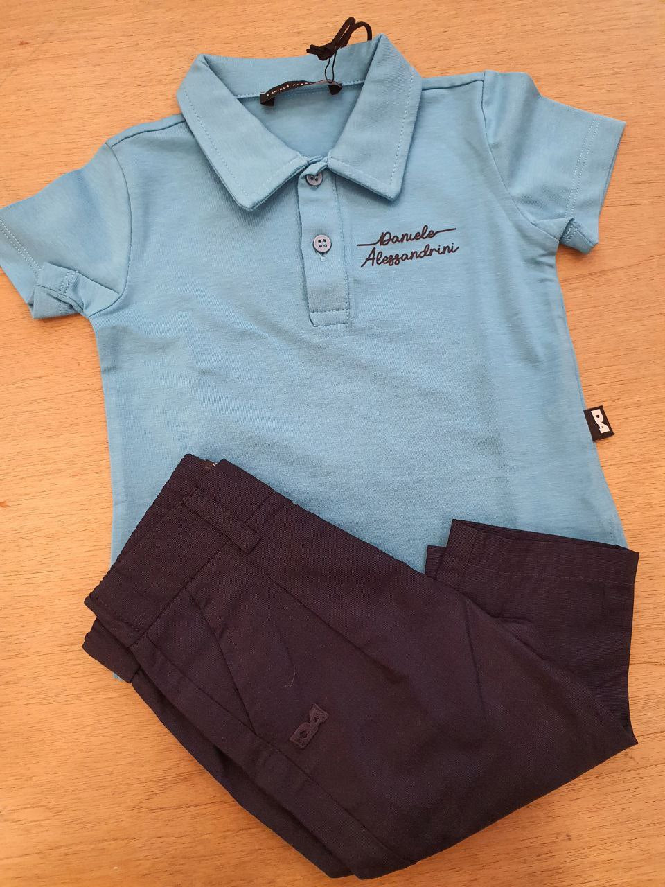 Completo polo celeste e pantalone Daniele alessandrini
