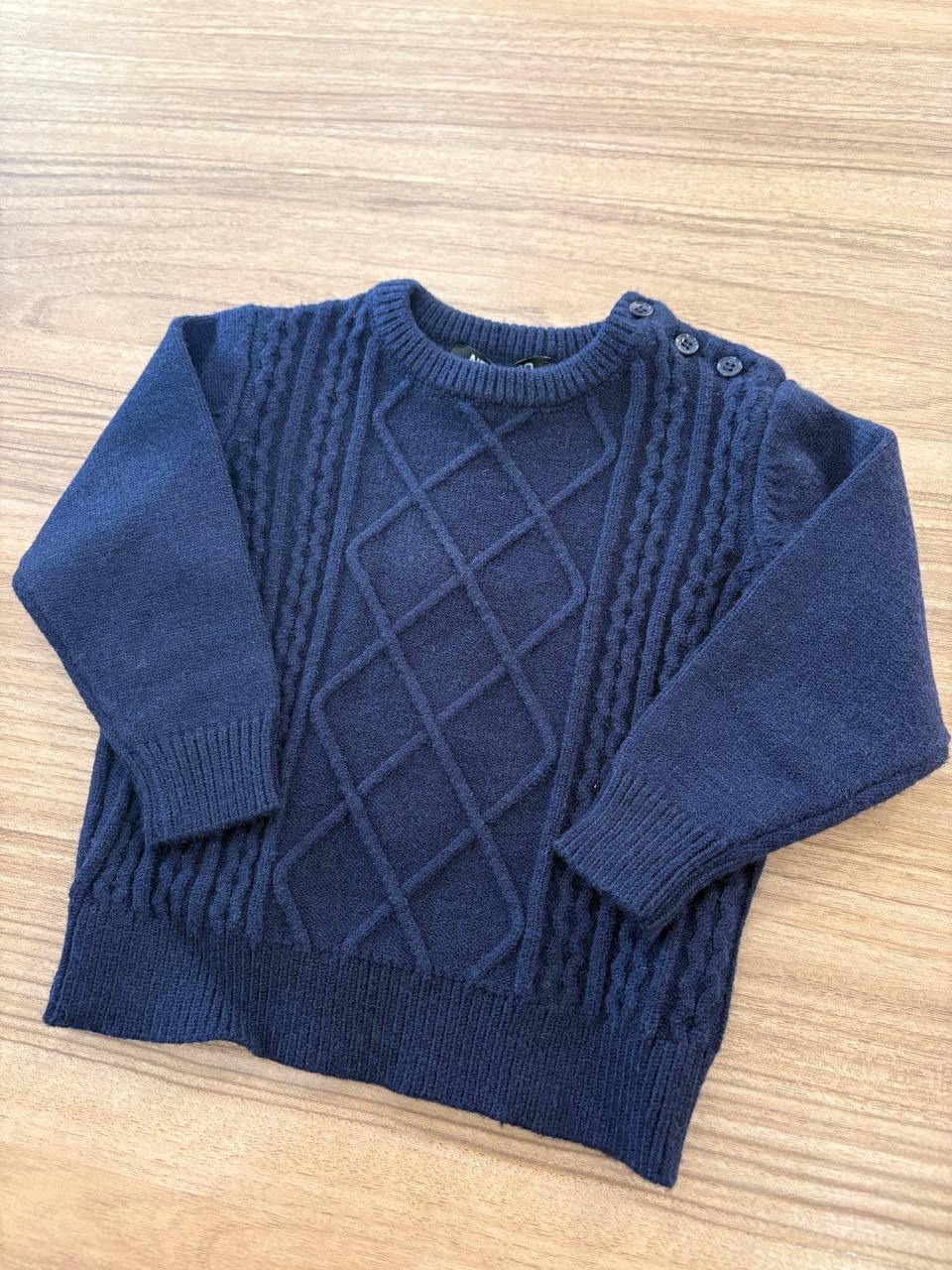 Maglioncino BLU TRECCE E ROMBI NEVER TOO