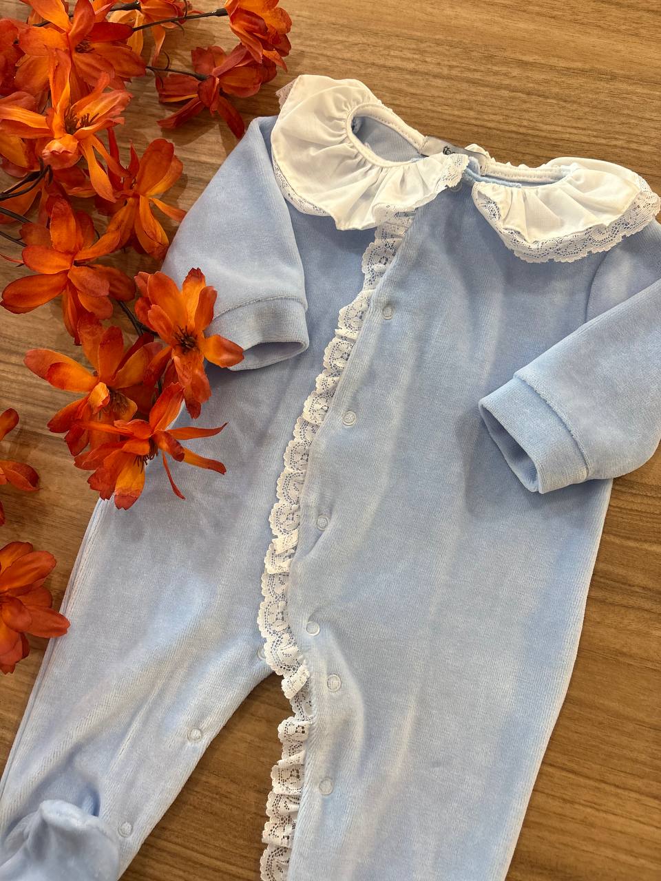 Tutina CELESTE IN CINIGLIA CON PIZZO