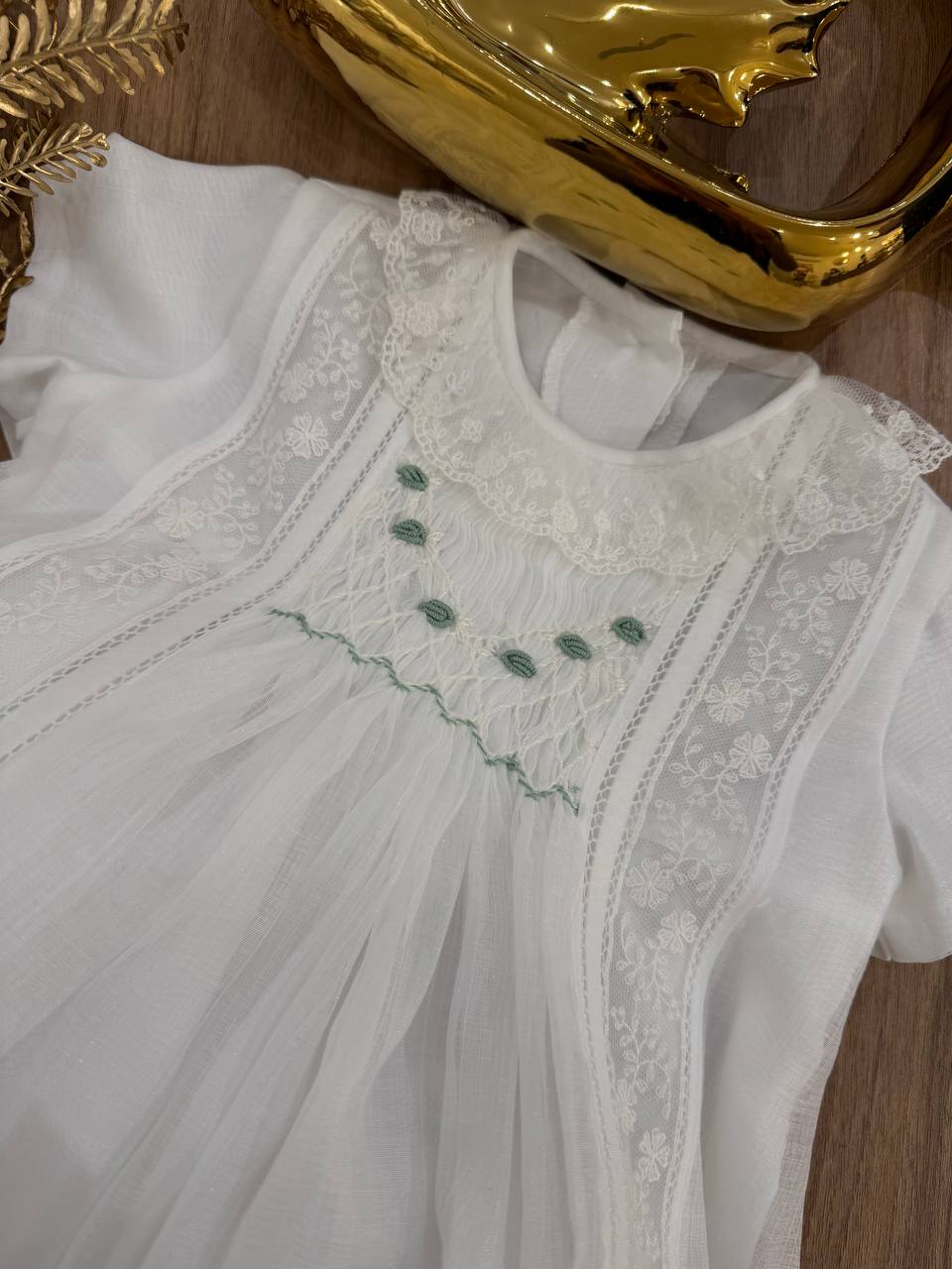 PAGLIACCETTO BATTESIMALE Bianco e VERDE CHARO