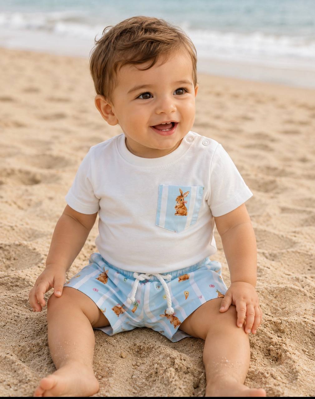 T-shirt e COSTUME AZZURRO CONIGLI MEIA PATA