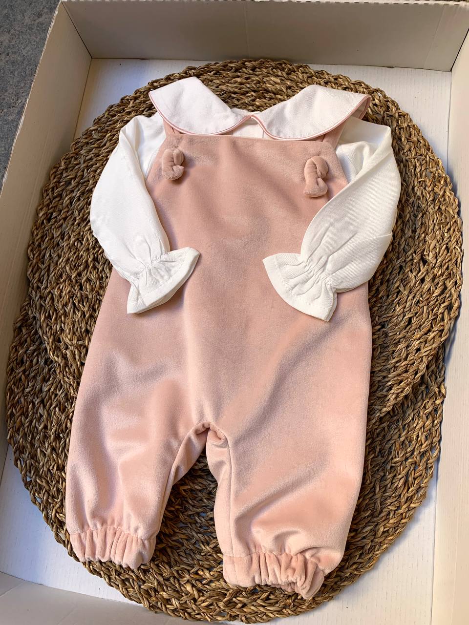 Salopette e camicia ROSA PAPPA E LATTE