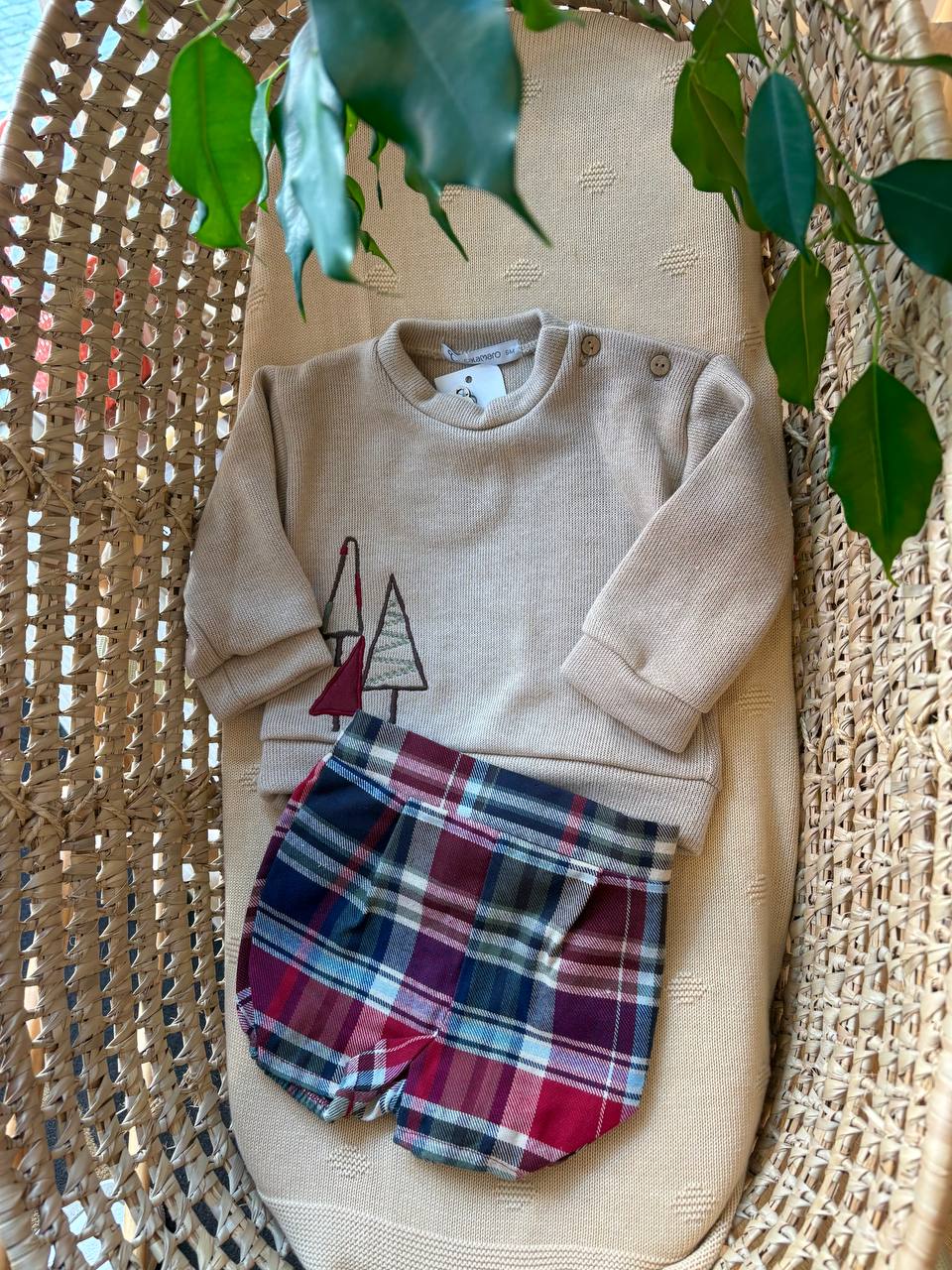 PAGLIACCETTO TARTAN CON ALBERI DI NATALE CALAMARO