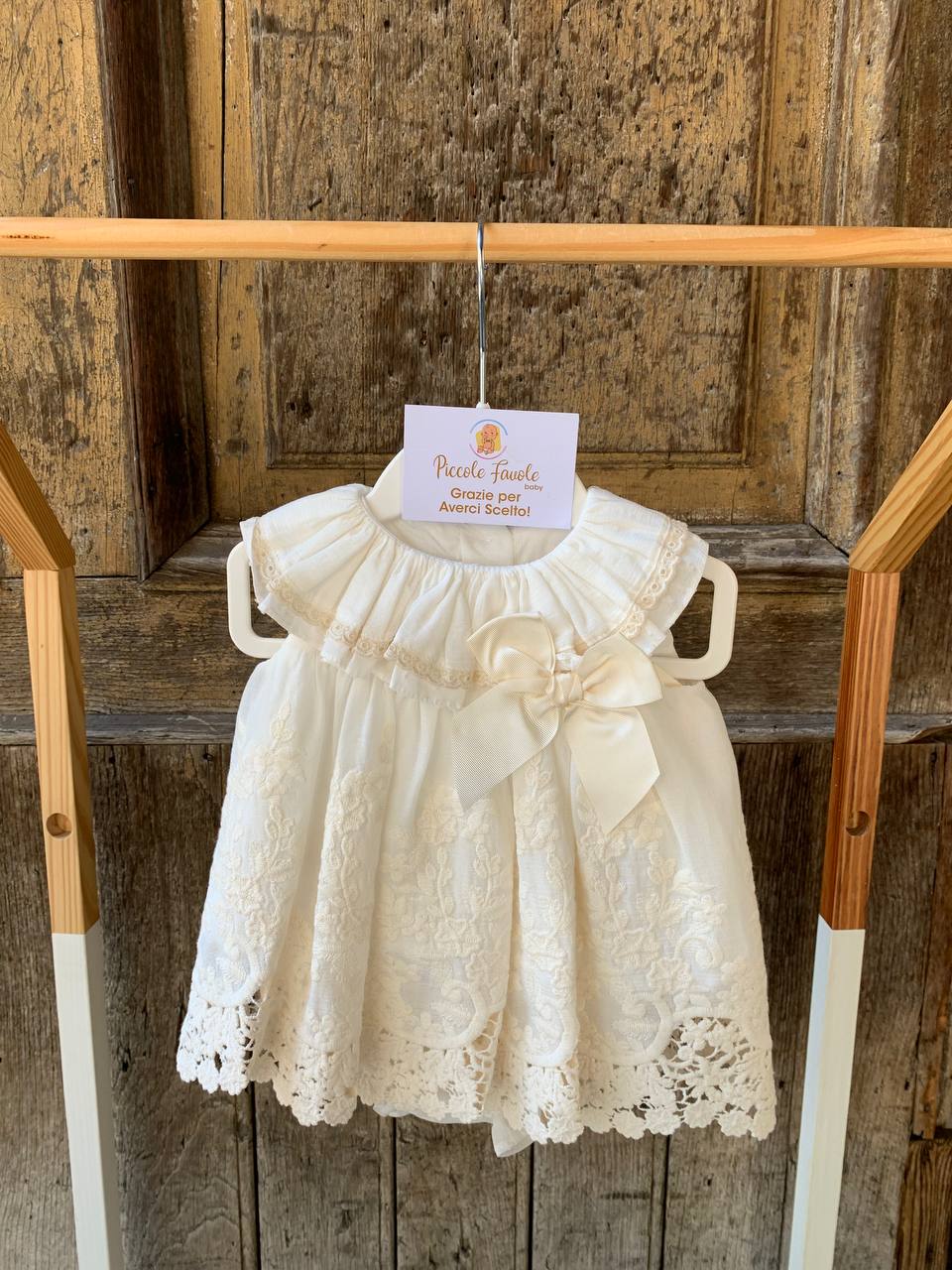 Abito Pizzo San Gallo Cream Valentina bebès