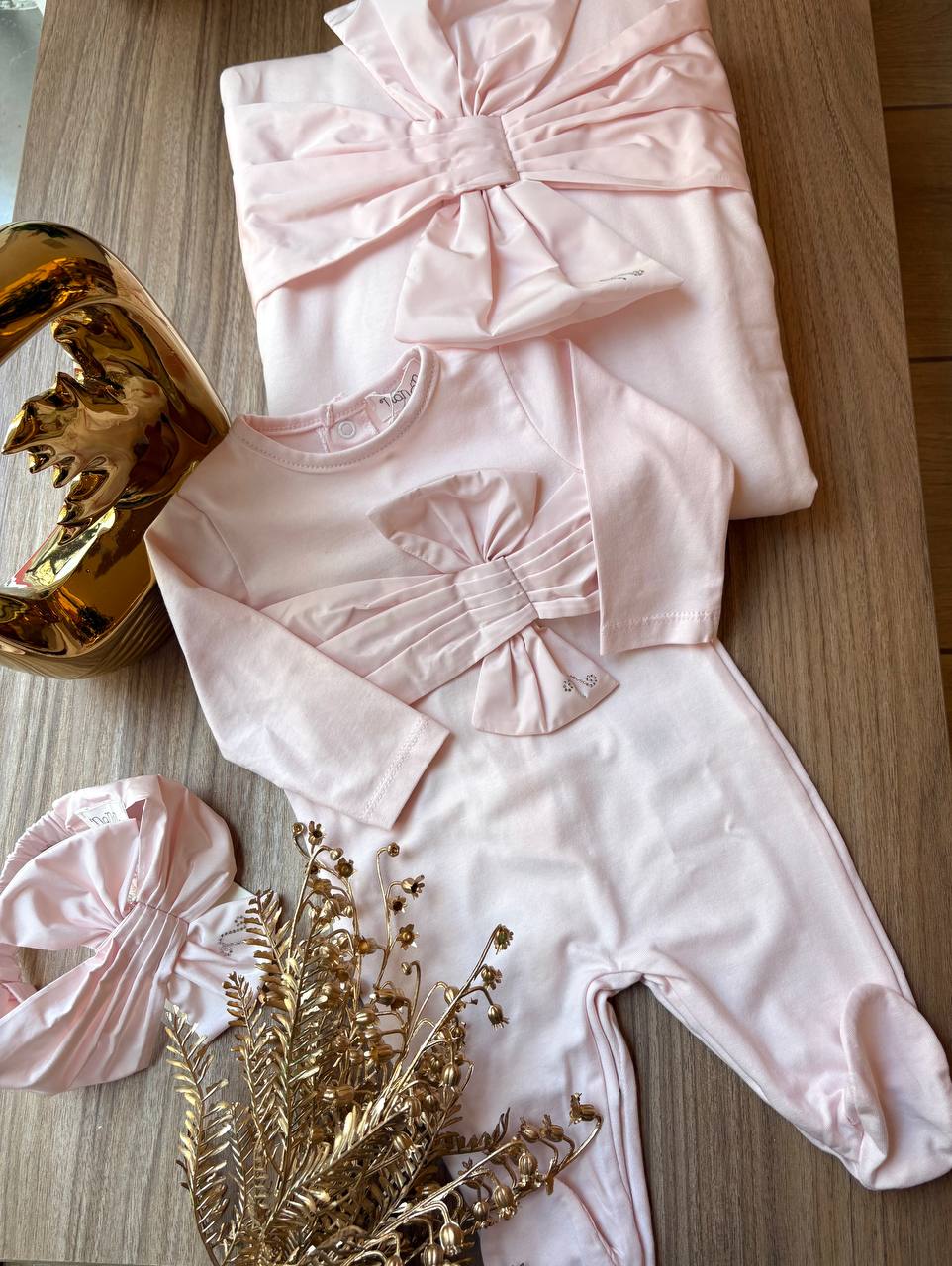 Coordinato nascita ROSA CON FIOCCO E STRASS NANÁN