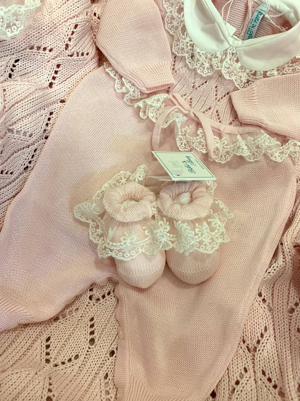Coordinato Pizzo Rosa Bebè di Almy