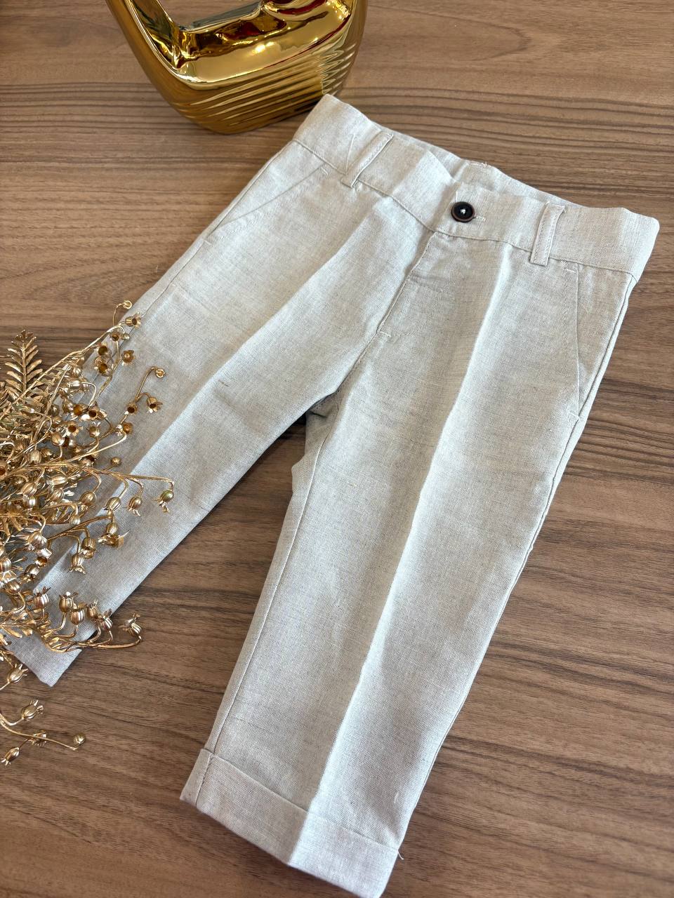 PANTALONE IN LINO BEIGE DR KID