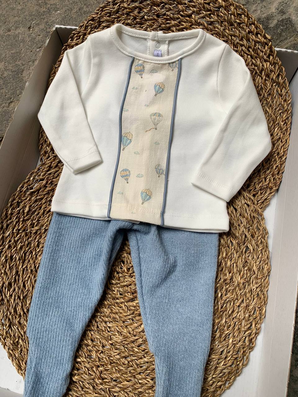 Tutina spezzata CELESTE MONGOLFIERE CALAMARO