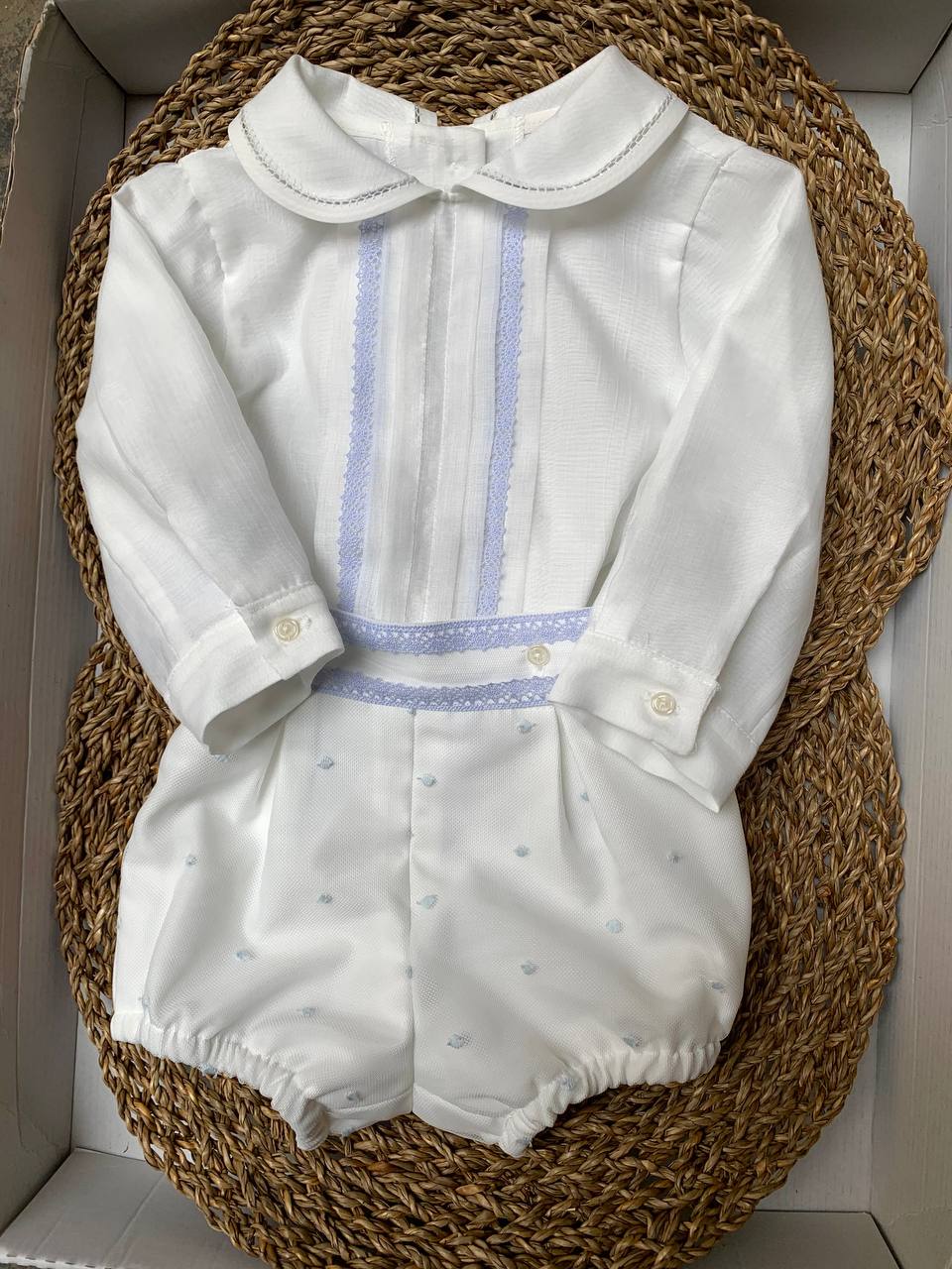 Abito Battesimale BIANCO E AZZURRO CHARO