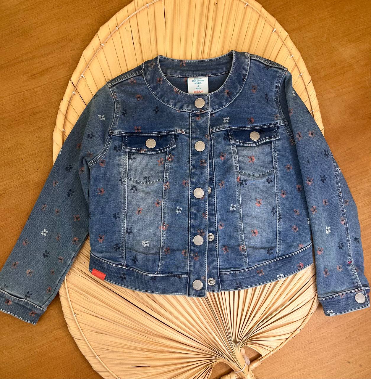 Giubbino di jeans fiorellino bimba
